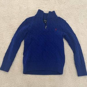 Polo Ralph Lauren Blue Quarter Zip Cable Knit Turtle Neck M (10-12)
